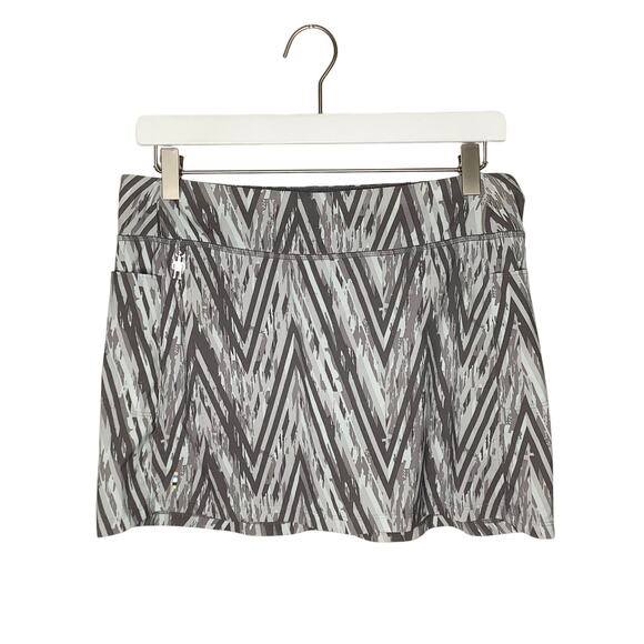 Smartwool Gray White Zig Zag Merino Sport Lined Skirt Skort Small - Picture 1 of 9